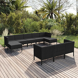 Maison Chic Salon de jardin 10 pcs + coussins - Mobilier/Meubles de jardin - Table et chaises d'extérieur Résine tressée Noir -MN89582