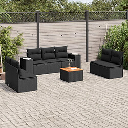 Maison Chic Salon de jardin 8 pcs avec coussins | Ensemble de Table et chaises | Mobilier d'Extérieur noir résine tressée -GKD40272