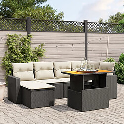 Maison Chic Ensemble Tables et chaises d'extérieur 7pcs avec coussins,Salon de jardin noir résine tressée -GKD183991