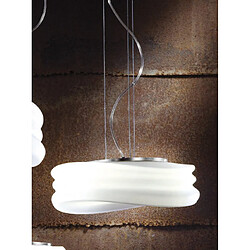 Luminaire Center Suspension Mediterraneo 2 Ampoules E27 Medium, chrome poli/verre blanc dépoli