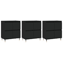 vidaXL Buffets 3 pcs noir bois d'ingénierie