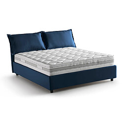 Avis Autrement Talamo Italia Veronica lit double avec conteneur, Made in Italy, en tissu déhoussable, 160x190 cm, avec ouverture frontale, Bleu, avec matelas inclus.