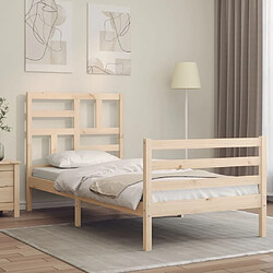 Maison Chic Lit adulte - Cadre de lit et tête de lit,Structure du lit Contemporain pour chambre 100x200 cm bois massif -MN88399