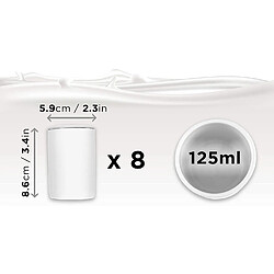 P8YM2 8 Pots en céramique de 125 ml compatible avec yaourtière YM1 et YM2 de Duronic