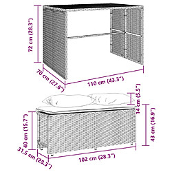 vidaXL Ensemble à manger de jardin 3 pcs et coussins marron poly rotin pas cher