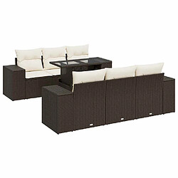 vidaXL Salon de jardin avec coussins 7 pcs marron résine tressée