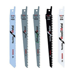 Bosch Set de 5 lames bois/plastique/métal