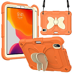 Coque en TPU + silicone avec béquille et bandoulière beige/Orange pour votre Apple iPad mini (2021)