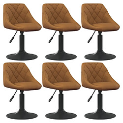 vidaXL Chaises pivotantes à manger lot de 6 marron velours