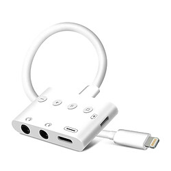 Avizar Adaptateur Lightning vers Lightning, USB-C et Double Jack 3.5mm 12 cm - Blanc