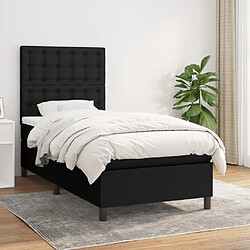 Maison Chic Lit adulte- Lit + matelas,Sommier à lattes de lit avec matelas Noir 90x190 cm Tissu -GKD29251