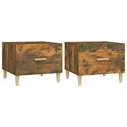 Maison Chic Lot de 2 Tables basses,Table Console pour salon chêne fumé 50x50x40 cm bois d'ingénierie -MN39327