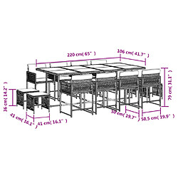 vidaXL Ensemble à manger de jardin coussins 13 pcs gris résine tressée pas cher