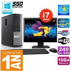 PC DELL 990 SFF Core I7-2600 Ram 16Go Disque 240 Go SSD Wifi W7 Ecran 19" - Occasion