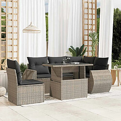 vidaXL Salon de jardin 6 pcs avec coussins gris clair résine tressée