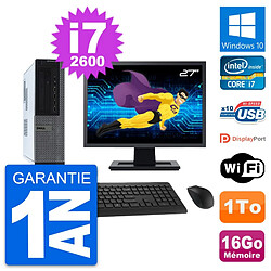 PC Dell 990 DT Ecran 27" Intel i7-2600 RAM 16Go Disque Dur 1To Windows 10 Wifi - Occasion