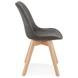 Avis Alterego Chaise en microfibre grise 'AXEL' avec structure en bois finition naturelle