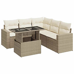 vidaXL Salon de jardin avec coussins 6 pcs beige résine tressée