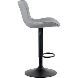 Decoshop26 Tabouret de bar chaise haute x1 avec coutures décoratives en PVC gris pieds en métal noir 10_0005169 pas cher