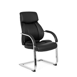 Hjh Office Chaise de conférénce / Chaise à piétement luge / Chaise VISITER CL130 simili cuir noir