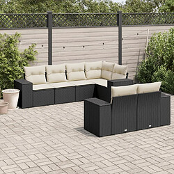 Maison Chic Salon de jardin 7 pcs avec coussins | Ensemble de Table et chaises | Mobilier d'Extérieur noir résine tressée -GKD50140