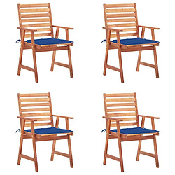 Maison Chic Lot de 4 Chaises à dîner de jardin avec coussins,Fauteuil/Chaises à manger d'extérieur Acacia massif -MN66718