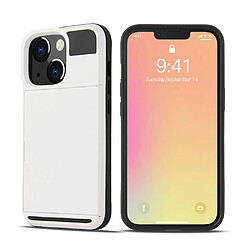 Coque en TPU anti-rayures avec porte-cartes coulissant blanc pour votre Apple iPhone 13 Pro 6.1 pouces