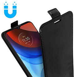 Acheter Avizar Étui Motorola Moto E7i Power Clapet Vertical Porte-carte Effet Lisse Noir