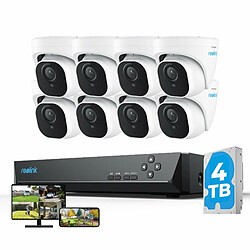 Reolink Kit Vidéo Surveillance avec 8MP 8X Dôme Caméra IP PoE et 16CH 4To NVR, Détection Personne/Véhicule, Vision Nocturne 30m avec Audio