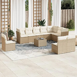 Maison Chic Salon de jardin 11 pcs avec coussins | Ensemble de Table et chaises | Mobilier d'Extérieur beige résine tressée -GKD74695