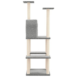 Helloshop26 Arbre à chat meuble tour grimper jouet grattage grattoir escalade plateforme avec griffoirs en sisal clair 144,5 cm gris 02_0022568