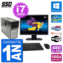 PC Tour Dell 7010 Ecran 19" Intel i7-2600 RAM 16Go SSD 480Go Windows 10 Wifi - Occasion