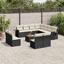 Maison Chic Salon de jardin 12 pcs avec coussins | Ensemble de Table et chaises | Mobilier d'Extérieur noir résine tressée -GKD85088