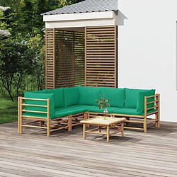 Maison Chic Salon de jardin 6 pcs + coussins - Mobilier/Meubles de jardin - Table et chaises d'extérieur vert bambou -MN93048