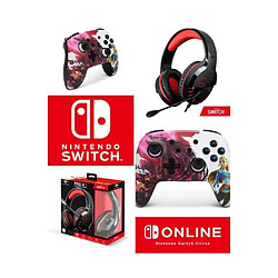 Pack Manette SWITCH Nintendo ZELDA BLOOD MOON Officielle + Casque Gamer PRO H3 Rouge SPIRIT OF GAMER SWITCH