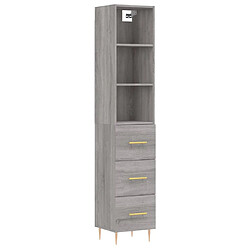 vidaXL Buffet haut Sonoma gris 34,5x34x180 cm Bois d'ingénierie