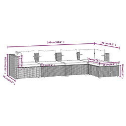 vidaXL Salon de jardin 5 pcs avec coussins Résine tressée Gris pas cher