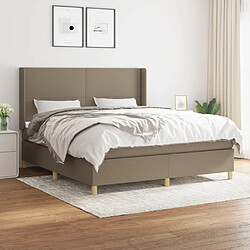 Maison Chic Lit adulte- Lit + matelas,Sommier à lattes de lit avec matelas Taupe 180x200 cm Tissu -GKD11993