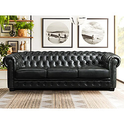 Vente-Unique Canapé chesterfield 4 places BRENTON 100% cuir de buffle - Vert empire