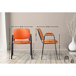 Decoshop26 Chaise visiteur avec accoudoirs intégrés zone d'attente en PVC orange piètement à 4 pieds en métal noir 10_0003381