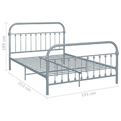 vidaXL Cadre de lit sans matelas gris métal 140x200 cm pas cher