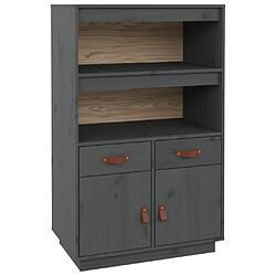 vidaXL Buffet haut Gris 67x40x108,5 cm Bois massif de pin