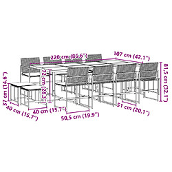 vidaXL Ensemble à manger de jardin 13 pcs coussins noir résine tressée pas cher