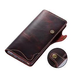 Wewoo Housse Coque Pour Galaxy Note9 Denior Oil Wax Peau de vache Bouton magnétique Étui à rabat horizontal en cuir avec fentes cartes et portefeuille rouge foncé pas cher