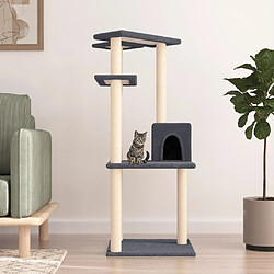 Arbre à chat avec griffoirs,niche pour chat en sisal gris foncé 123 cm -MN70436