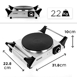 Avis Duronic HP1 SS Plaque de cuisson chauffante électrique avec foyer en fonte de 20 cm | 1500W | Compacte et mobile | Poignées ergonomiques | Thermostat | Cuisinière pour camping, camping-car, caravane