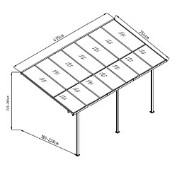 Pergola Gardiun Elliot 11 m² 435x254x220/260 cm Aluminium et Polycarbonate pas cher