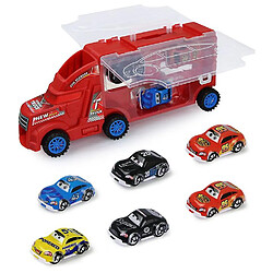 Universal Camion porte-conteneurs portatif de rangement en alliage pour enfants, 6 mini voitures (rouge)