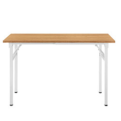 Helloshop26 Table pliante cuisine à manger hauteur réglable pour 4 personnes 120 cm hêtre et blanc 03_0004363