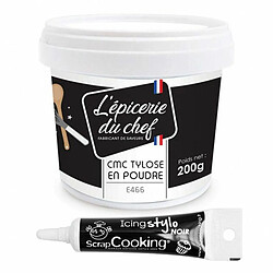 Scrapcooking Colle alimentaire en poudre CMC 200 g + Stylo de glaçage noir